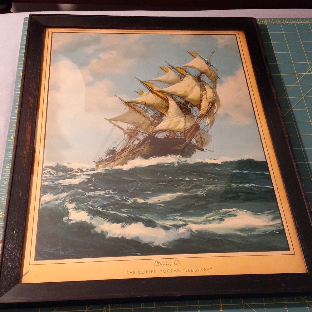 Vintage Driving On, The Clipper " Ocean Telegraph" print